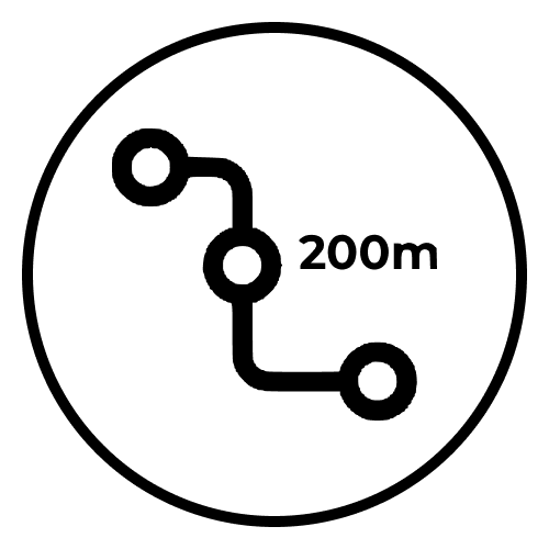 Upto 200m point-point connection